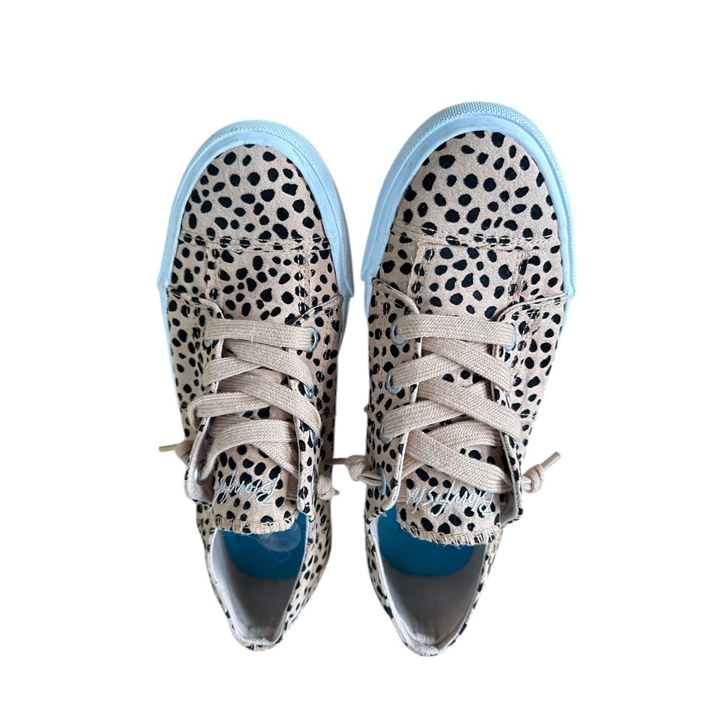 Blowfish Malibu Play Leopard Print Canvas Slip On Sneakers Tan Black Womens 7.5M